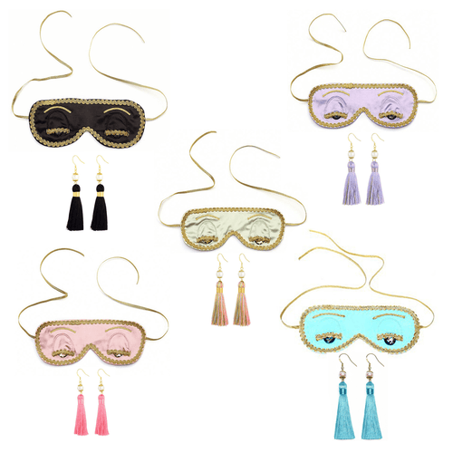 Holly Eye Cover & Earring Set – Audrey - Inspired Sleep Mask & Tassel Earrings for Halloween & Elegant Daily Glam - Utopiat