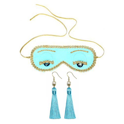 Holly Eye Cover & Earring Set – Audrey - Inspired Sleep Mask & Tassel Earrings for Halloween & Elegant Daily Glam - Utopiat