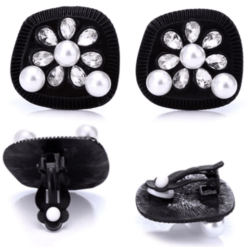 Holly Oversized Black Earrings – Audrey - Inspired Statement Studs & Clips for Halloween & Everyday Dramatic Style - Utopiat