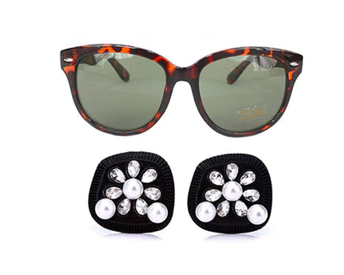 Holly — The Cat-Eye Sunglasses & Black Earrings Set - Utopiat