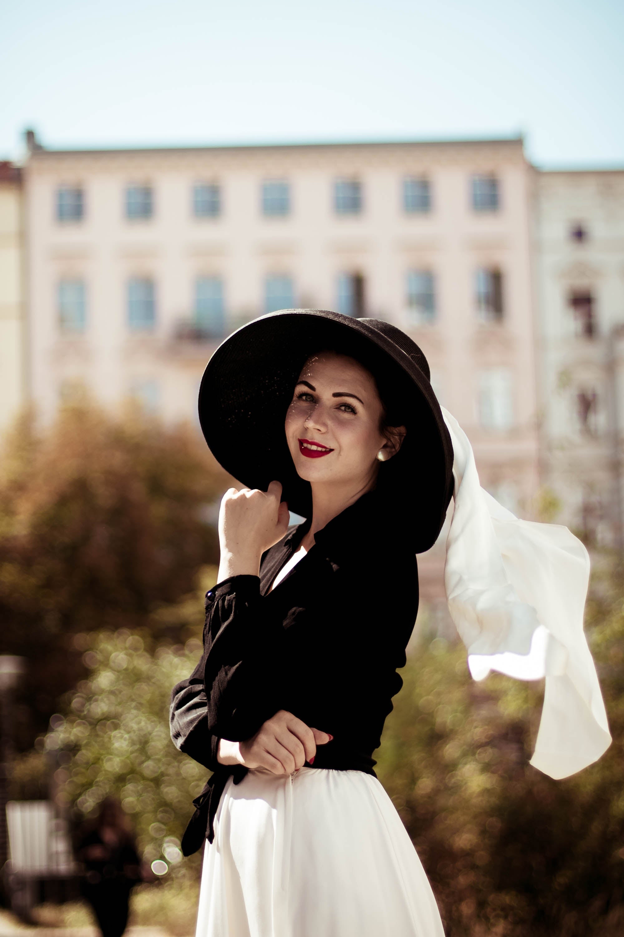 Premium Black Straw Hat  Holiday Elegance & Halloween Chic Medium (Balanced Look) / Aqua Scarf